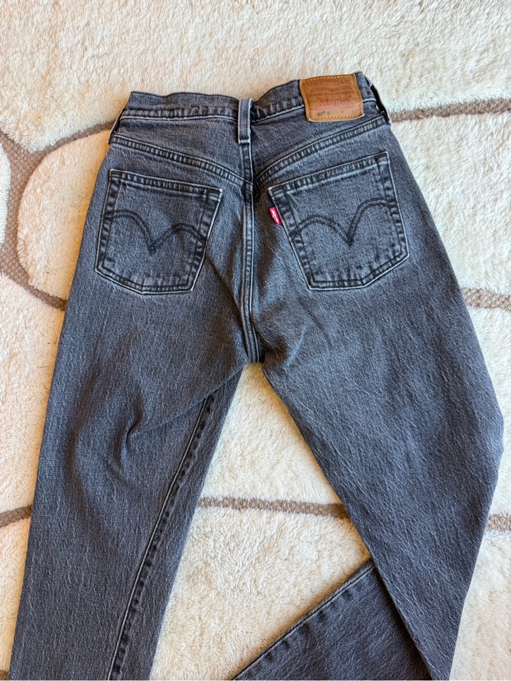 Levi's Gray Denim Jeans with Tan Leather Patch